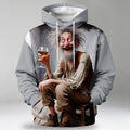 Legendary Wine Old Man Pocket 3D Print Streetwear Graphic Hoodie