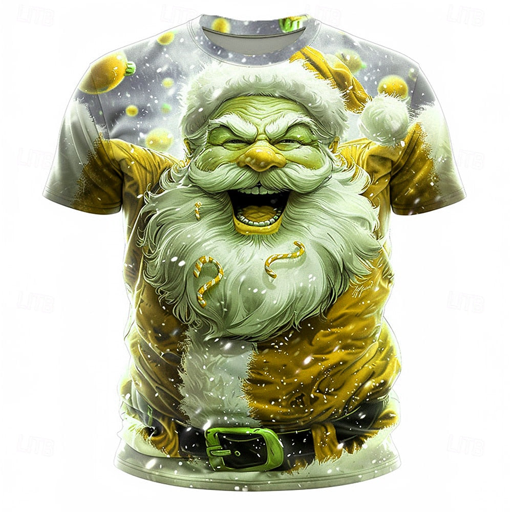 Santa Claus Christmas Athleisure 3D Graphic Short Sleeve Tee