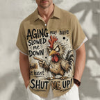 Funny Rooster Slang Cartoon Animal Graphic Short Sleeve Shirt