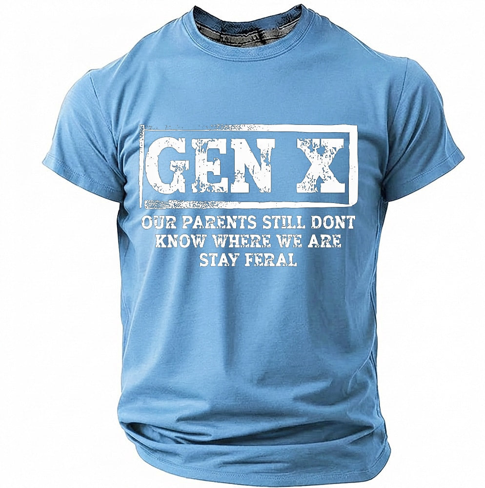 Vintage Stay Feral Gen X Humor Quote Tee