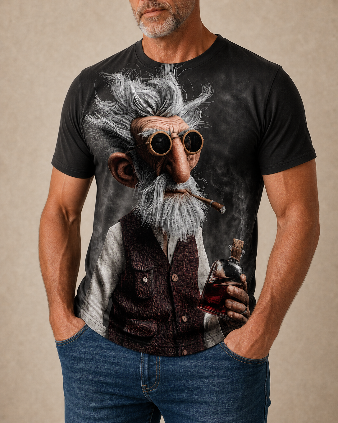 Ombre Wine Old Man  Legendary Graphic Tee