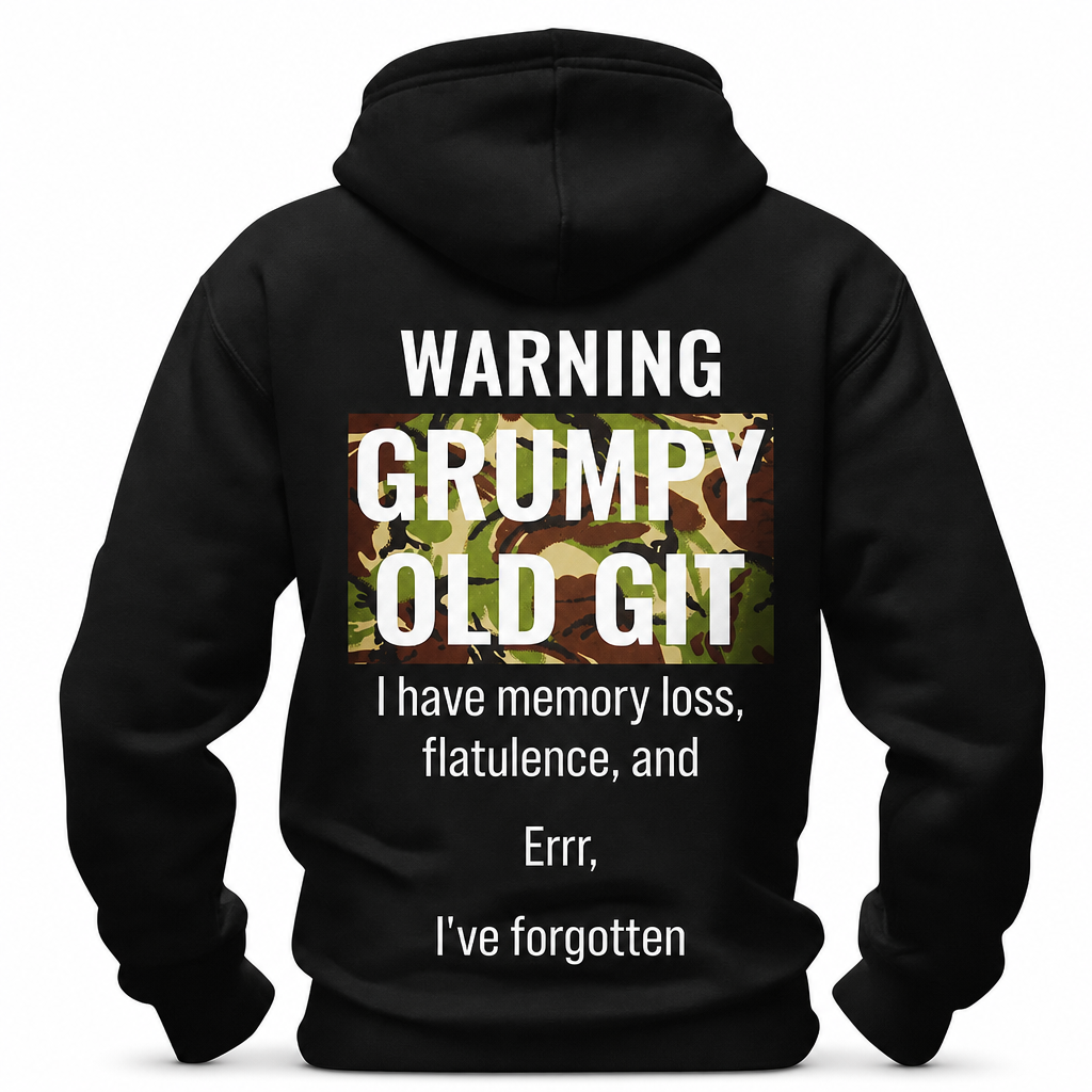 Warning Grumpy Old Git Memory Loss Funny Graphic Hoodie
