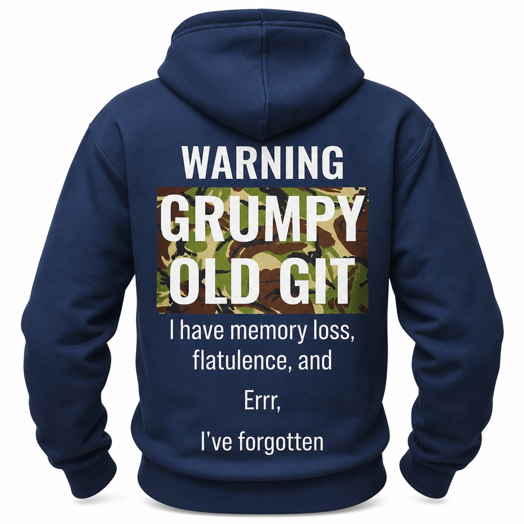 Warning Grumpy Old Git Memory Loss Funny Graphic Hoodie