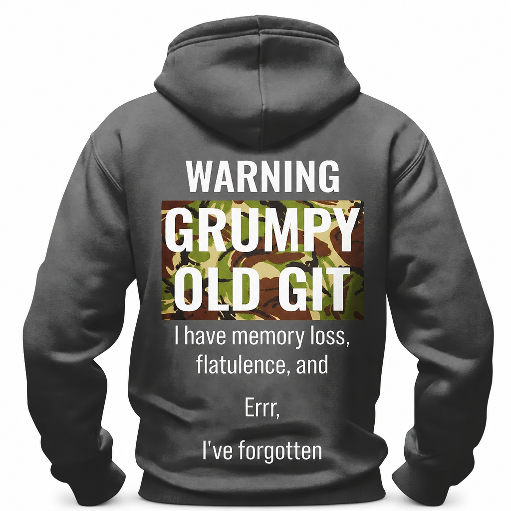 Warning Grumpy Old Git Memory Loss Funny Graphic Hoodie