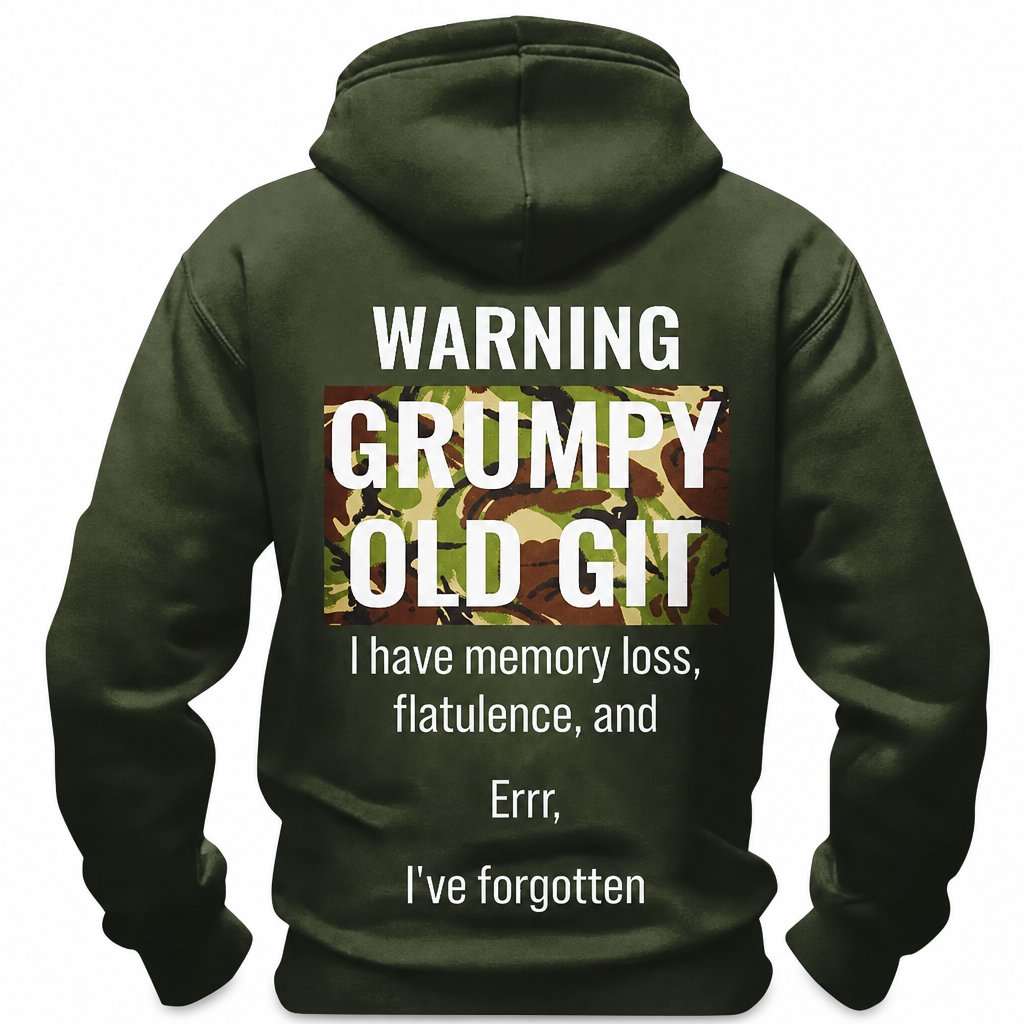Warning Grumpy Old Git Memory Loss Funny Graphic Hoodie