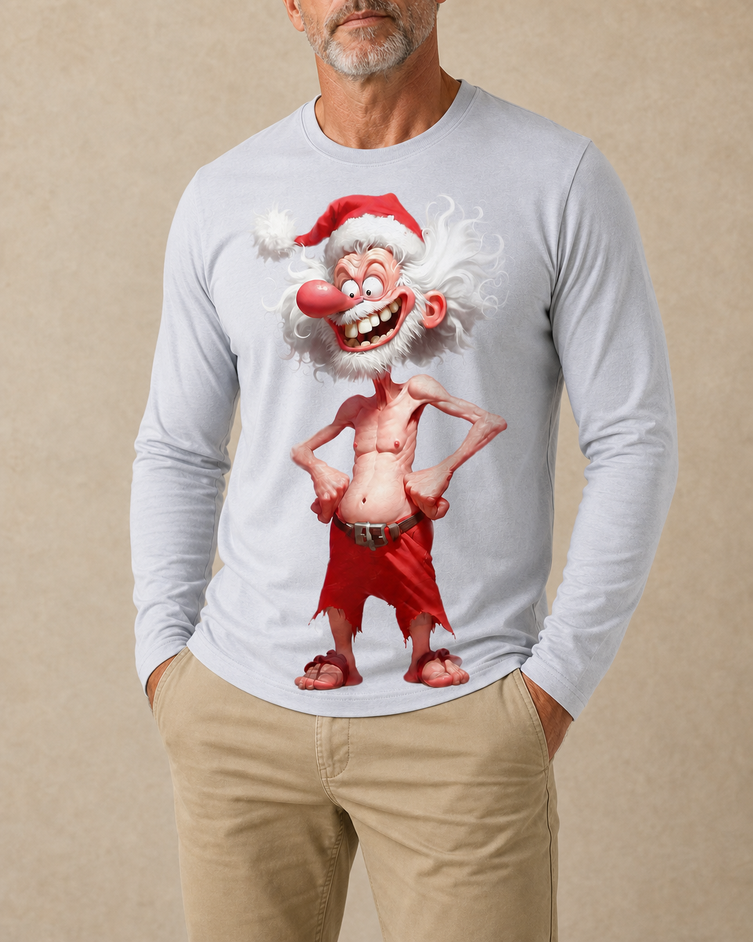 Christmas Old Man 3D Graphic Longsleeve Tee