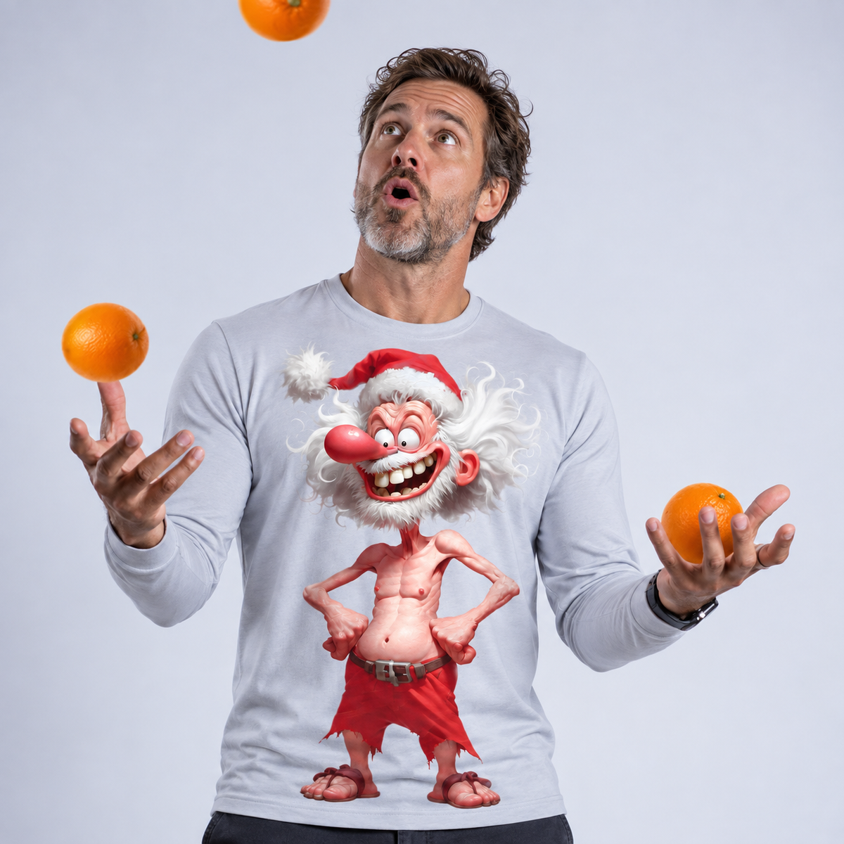 Christmas Old Man 3D Graphic Longsleeve Tee
