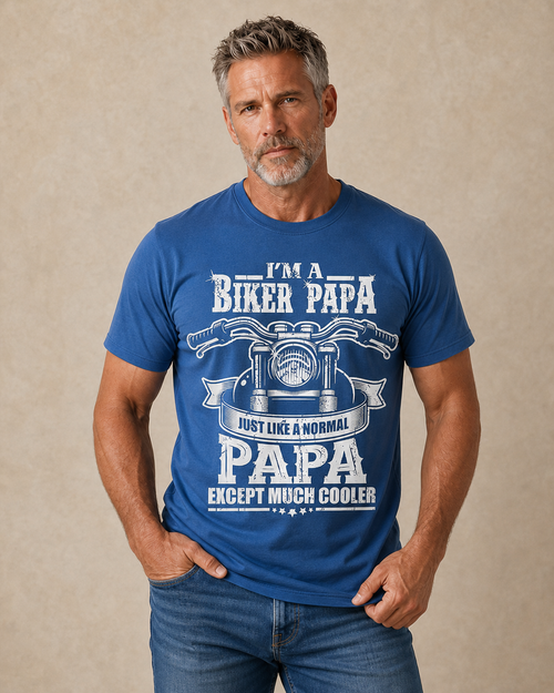 Cool Biker Papa Motorcycle Graphic Tee
