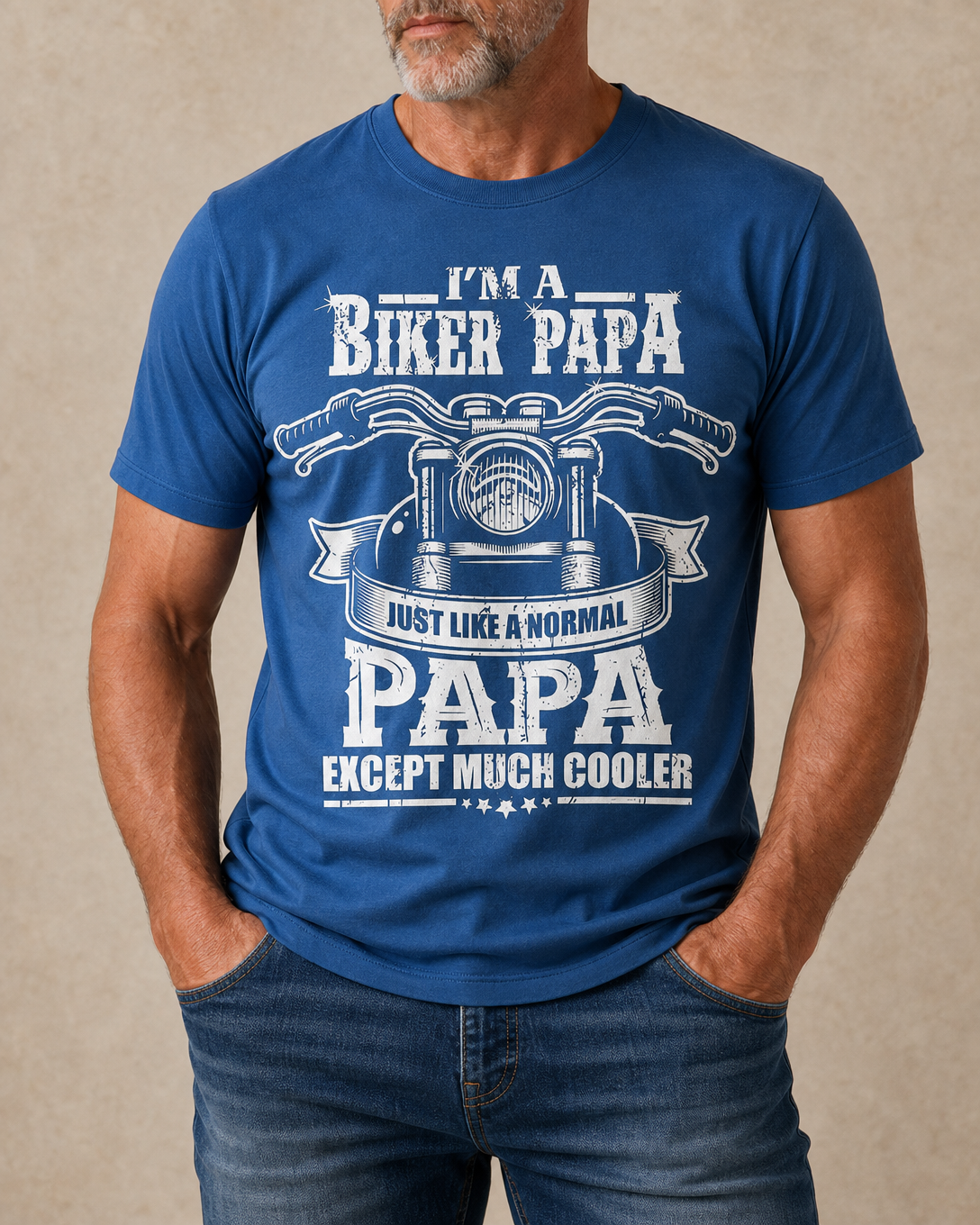 Cool Biker Papa Motorcycle Graphic Tee