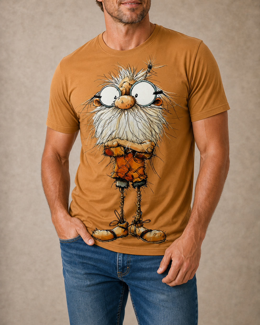 Funny Ombre Old Man 3D Street Graphic Tee