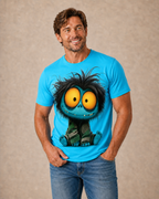 Funny Emotes Blue Purple White 3D Graphic Print Tee