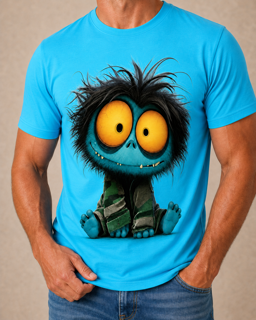 Funny Emotes Blue Purple White 3D Graphic Print Tee