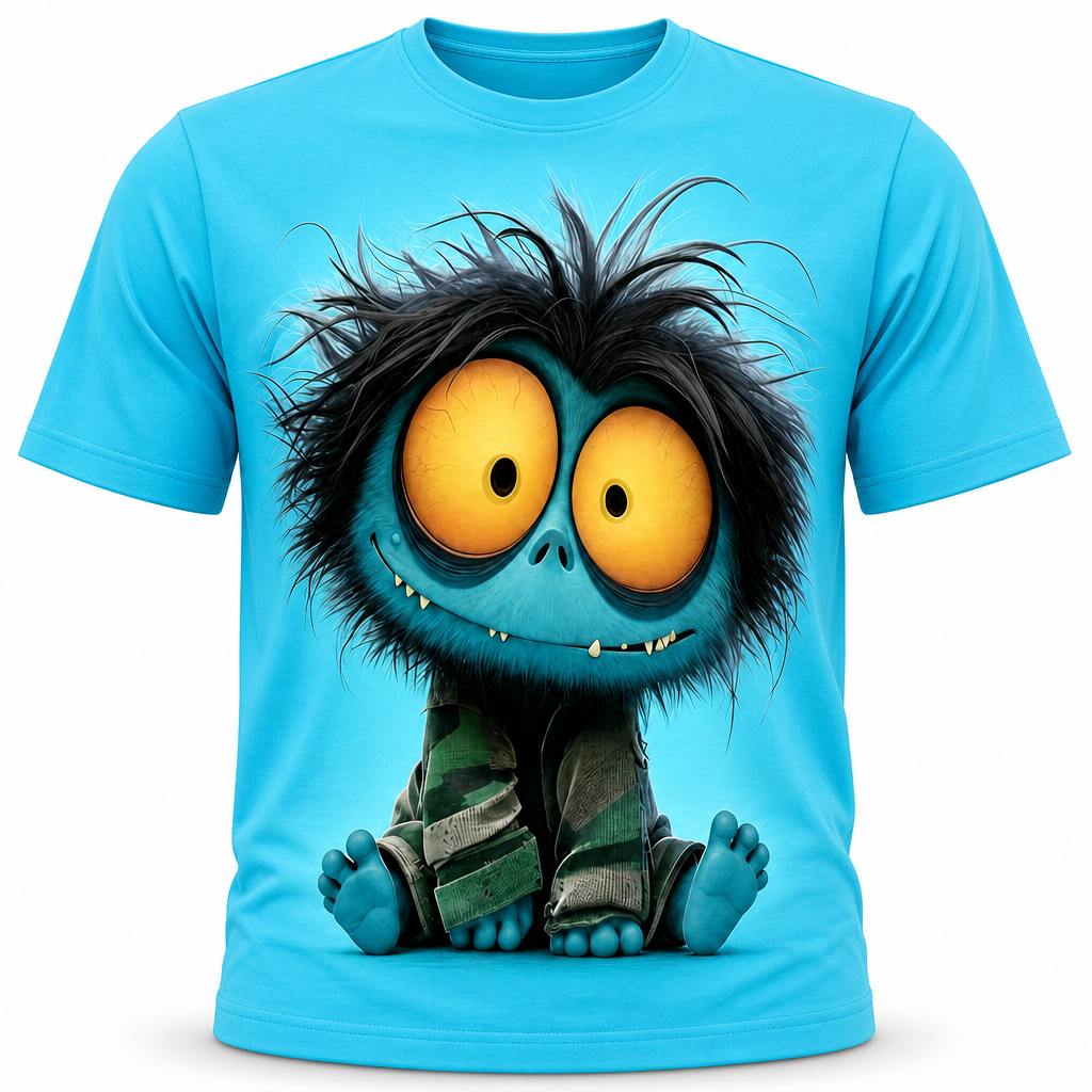 Funny Emotes Blue Purple White 3D Graphic Print Tee