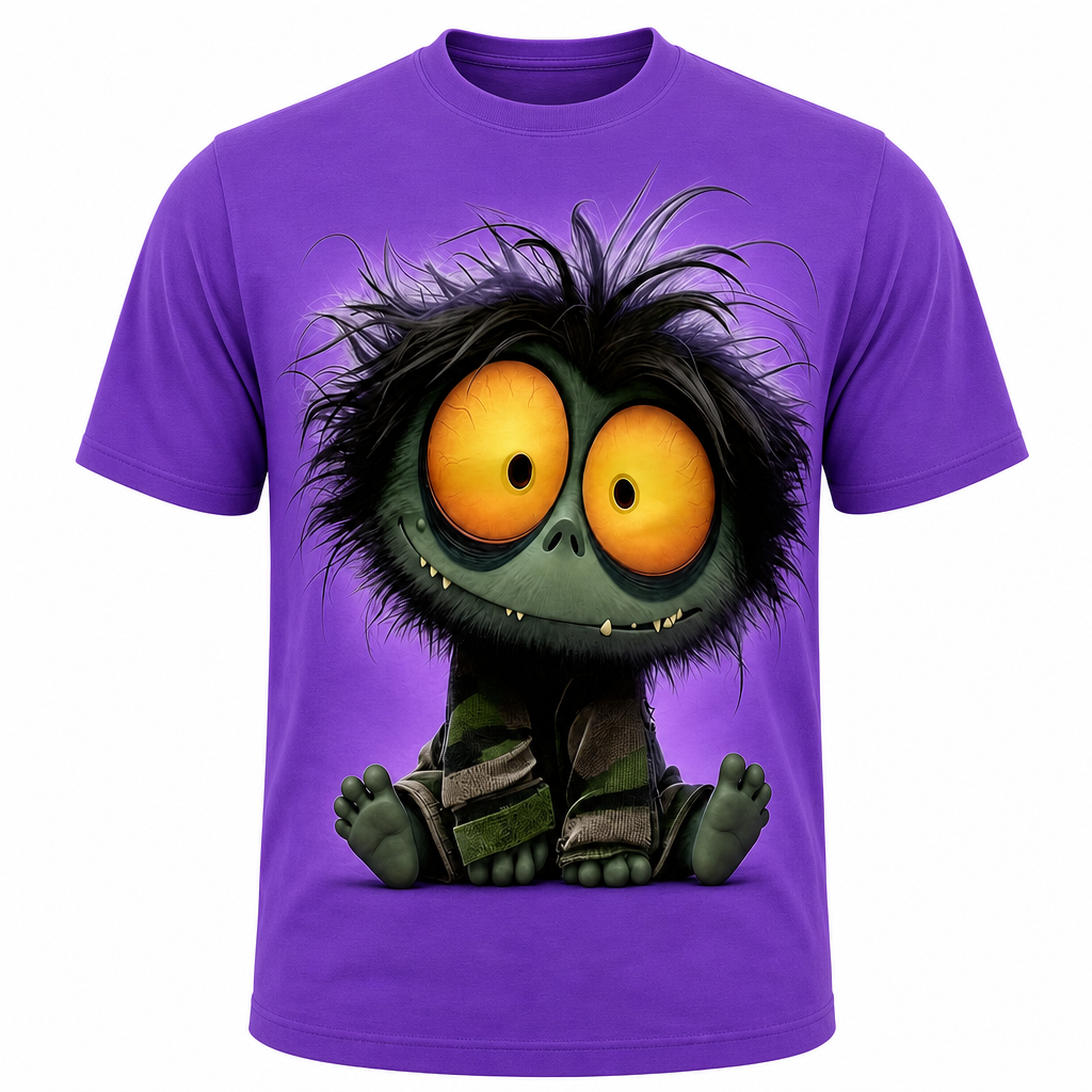 Funny Emotes Blue Purple White 3D Graphic Print Tee