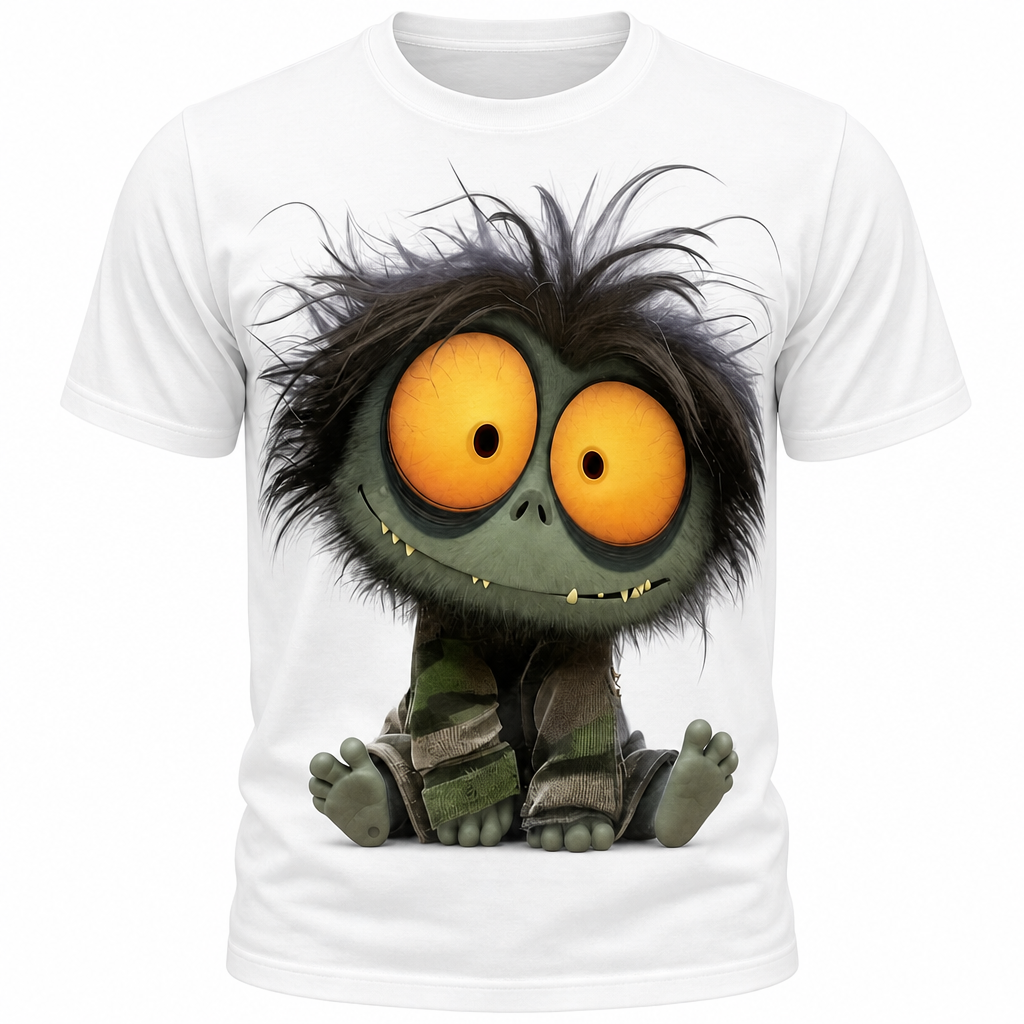 Funny Emotes Blue Purple White 3D Graphic Print Tee