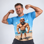 Funny Strong Old Man Graphic Print Tee
