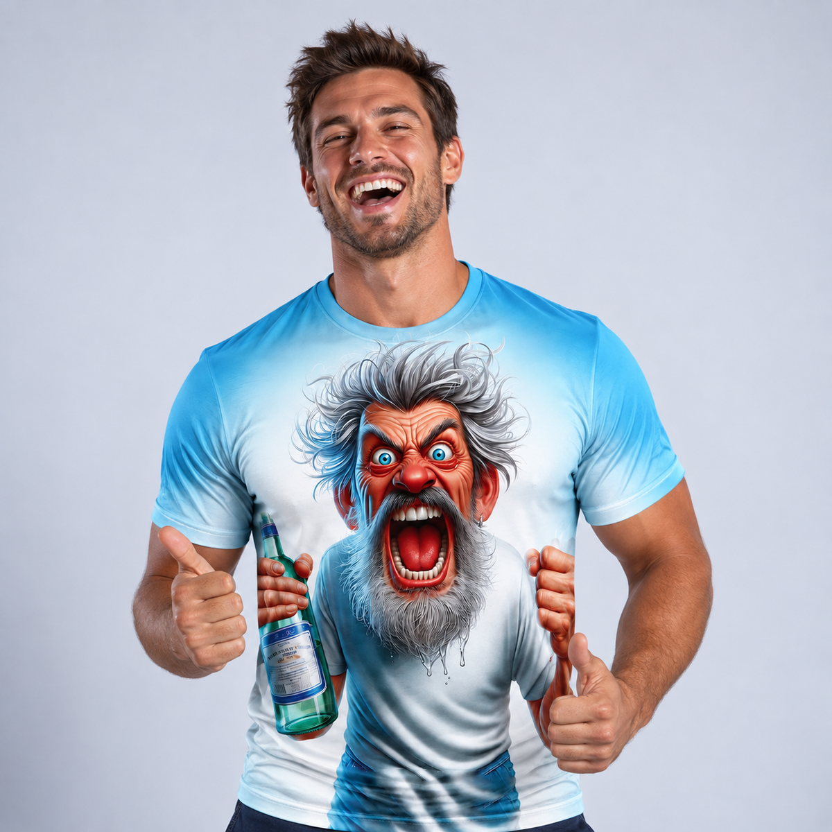 Grumpy Ombre Old Man Beer Funny 3D Graphic Tee