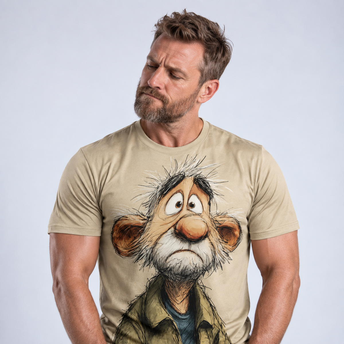 Ombre Funny Old Man Graphic Print Tee