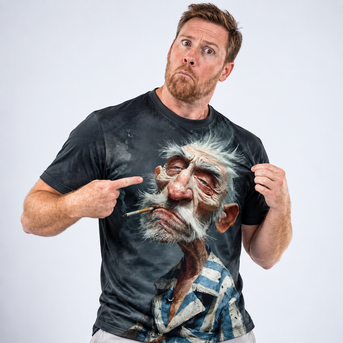 Funny Old Man 3D Print Casual Graphic Tee Shirt