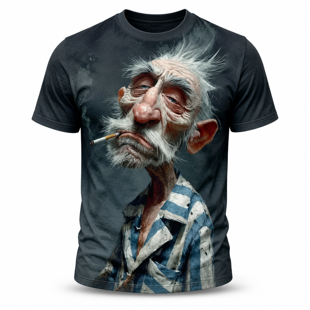 Funny Old Man 3D Print Casual Graphic Tee Shirt