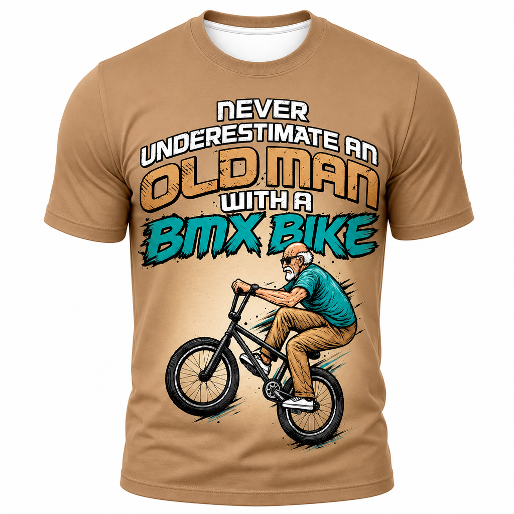 Old Man Riding Red Purple 3D Graphic Print Tee