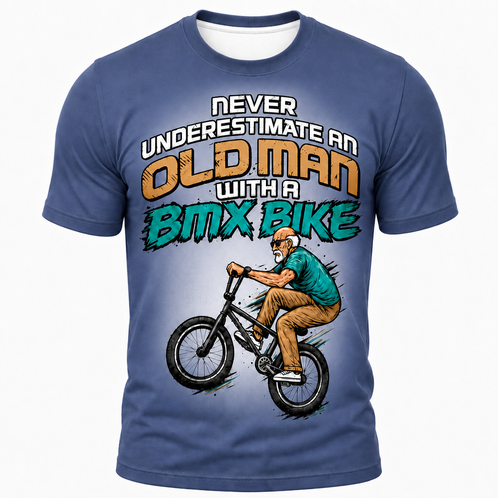 Old Man Riding Red Purple 3D Graphic Print Tee