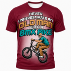 Old Man Riding Red Purple 3D Graphic Print Tee