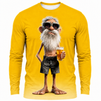 Happy Beer Old Man Graphic Long-sleeve Tee