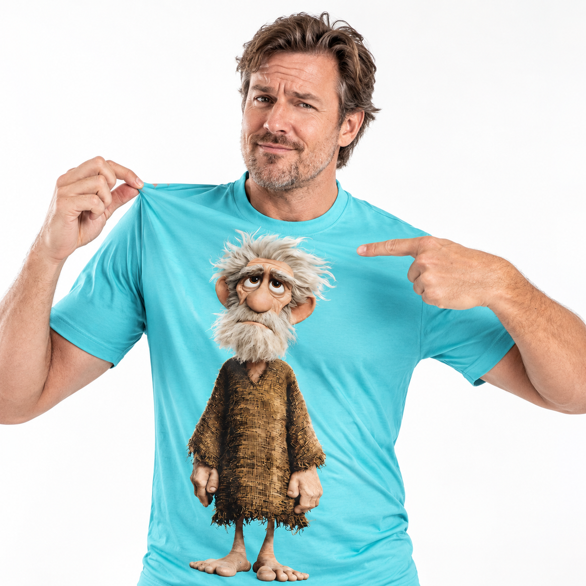 Ombre Funny Old Man Graphic Print Tee