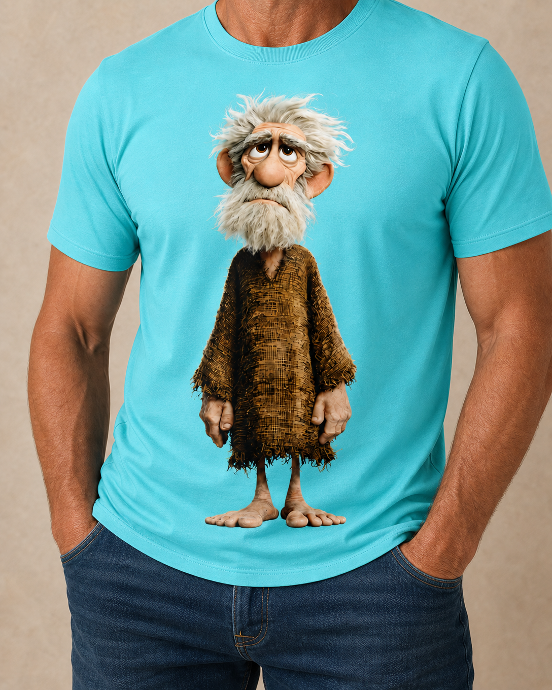 Ombre Funny Old Man Graphic Print Tee