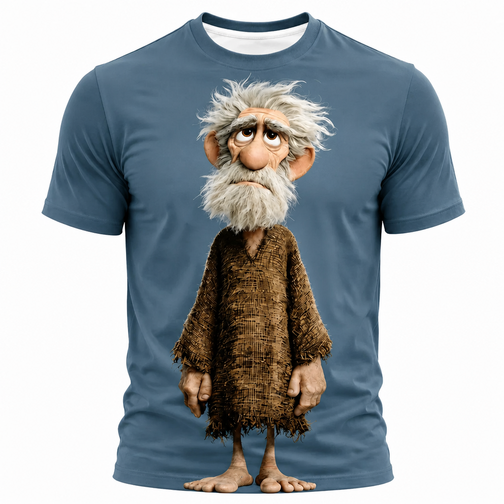 Ombre Funny Old Man Graphic Print Tee