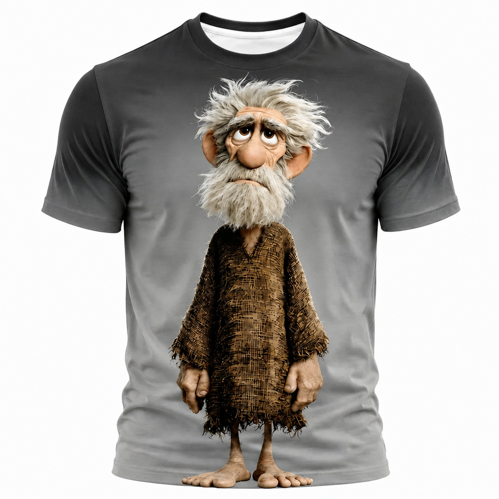 Ombre Funny Old Man Graphic Print Tee