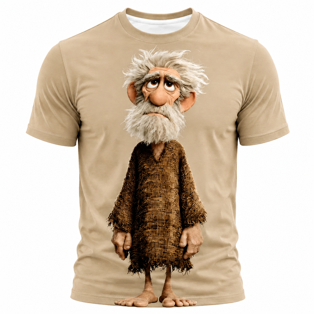 Ombre Funny Old Man Graphic Print Tee