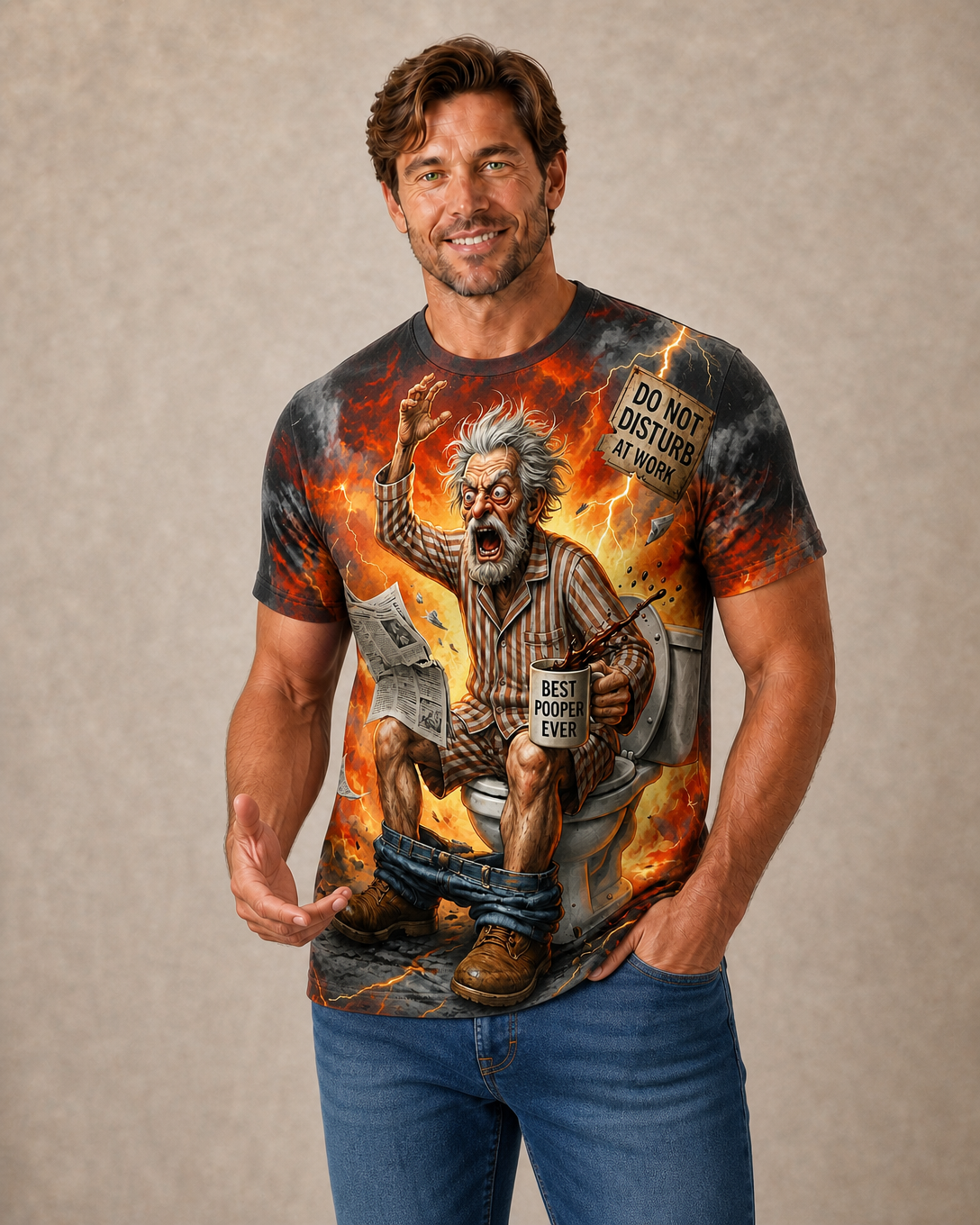 Funny Grumpy Old Man Coffee Print Tee