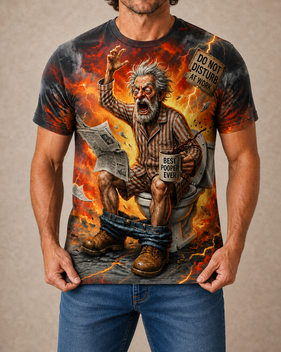 Funny Grumpy Old Man Coffee Print Tee