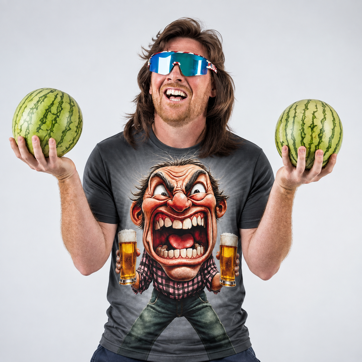 Ombre Old Man Beer Funny 3D Graphic Print Tee