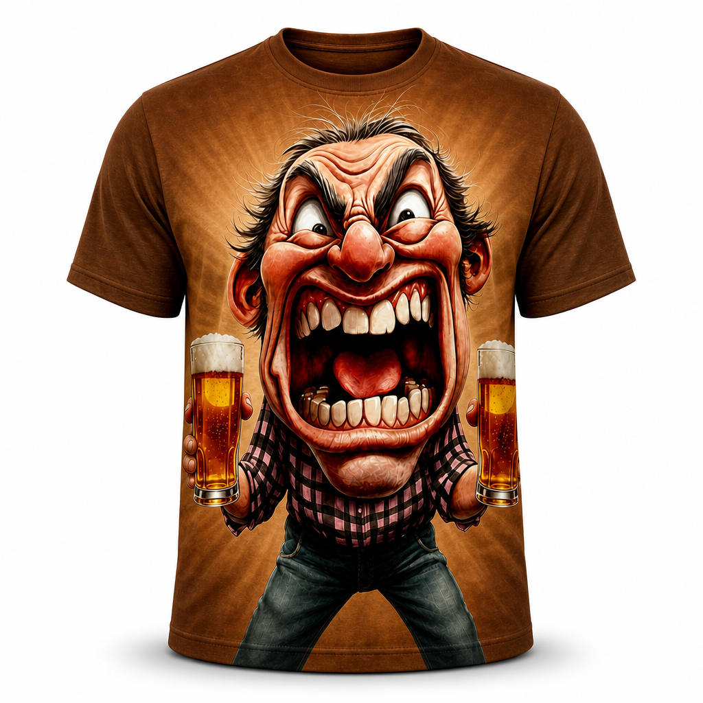 Ombre Old Man Beer Funny 3D Graphic Print Tee
