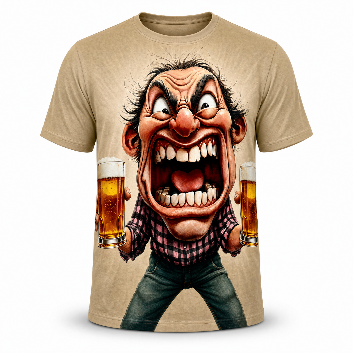 Ombre Old Man Beer Funny 3D Graphic Print Tee