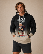 Vintage Old Man Street Bicycle Riding Graphic Long Sleeve Hoodie
