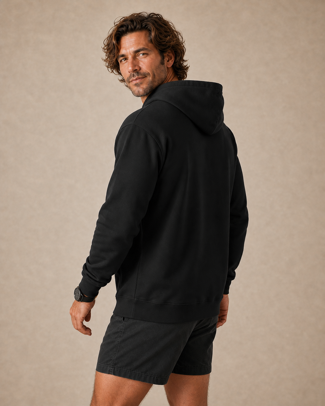 Vintage Old Man Street Bicycle Riding Graphic Long Sleeve Hoodie