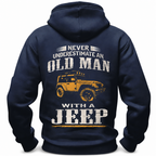Never Underestimate Old Man With Jeep Offroad Graphic Hoodie