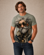 Funny Ombre Cool Old Man Graphic Print Tee