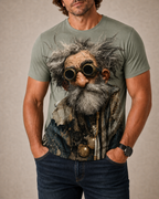 Funny Ombre Cool Old Man Graphic Print Tee