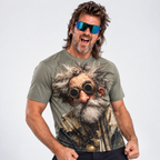 Funny Ombre Cool Old Man Graphic Print Tee