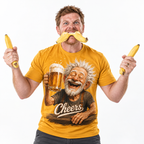 Cheers Old Man Beer Cartoon Graphic Tee