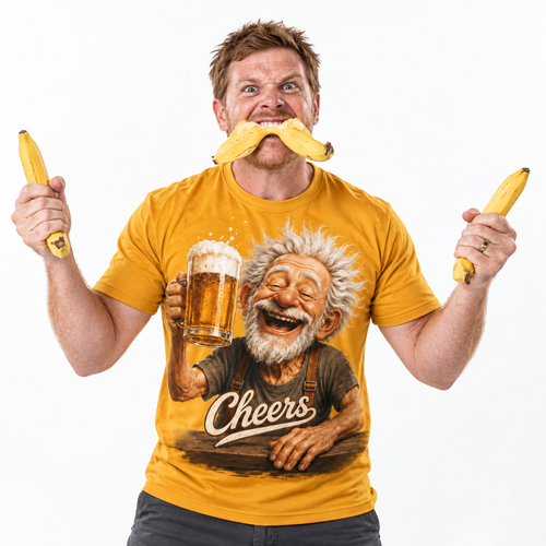 Cheers Old Man Beer Cartoon Graphic Tee