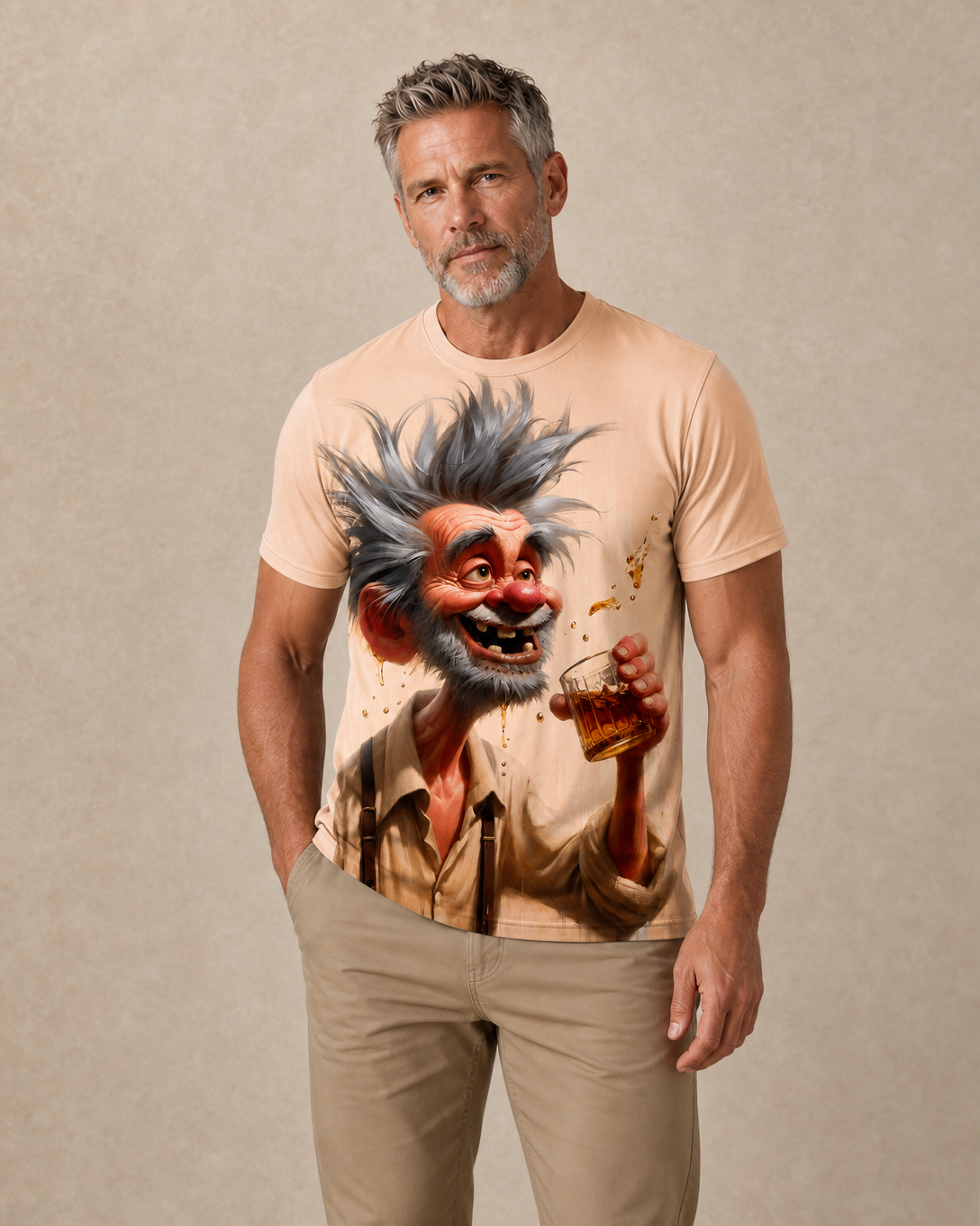 Funny Grandpa Beer Cheers Old Man Print T Shirt