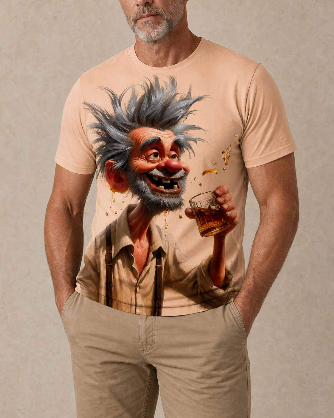 Funny Grandpa Beer Cheers Old Man Print T Shirt