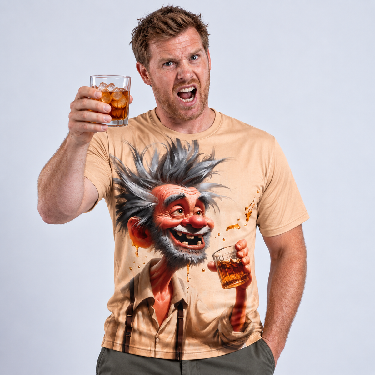 Funny Grandpa Beer Cheers Old Man Print T Shirt
