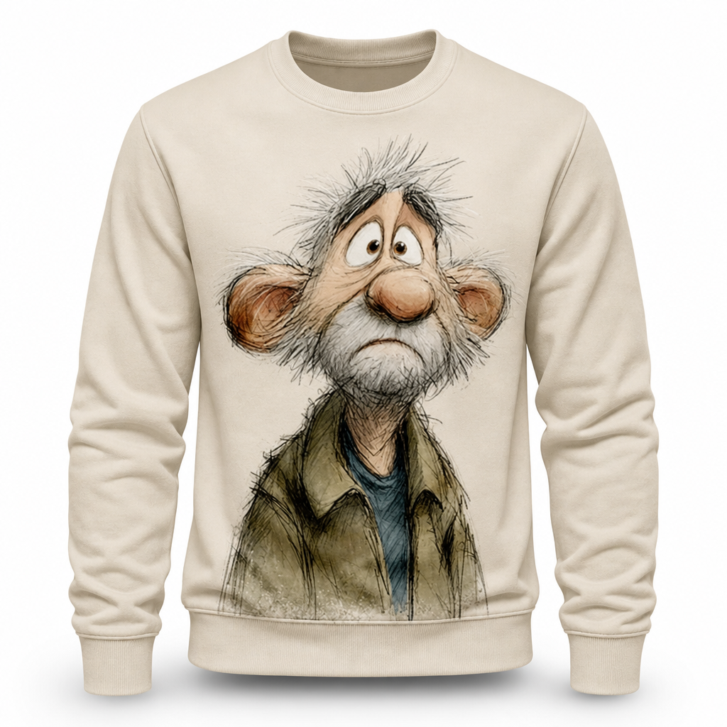 Funny Old Man Number Print Casual Crewneck Sweatshirt Gift